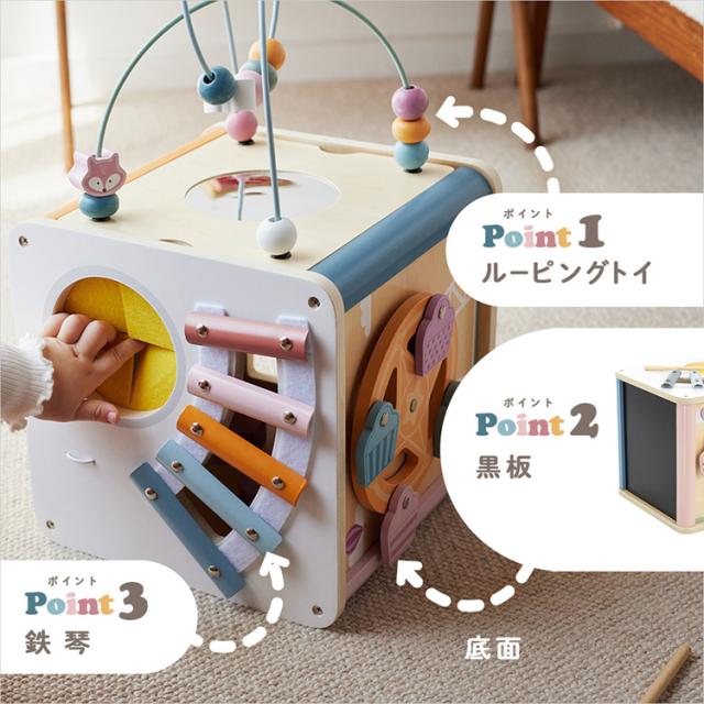 知育玩具木製観覧車ビーズコースター型はめ遊びパステルカラープレゼントギフト誕生日クリスマスキッズPolarBおもちゃ知育指あそび8イン1アクティビティボックスDADWAY