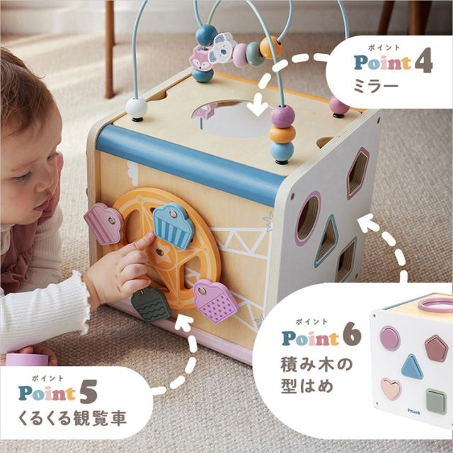 知育玩具木製観覧車ビーズコースター型はめ遊びパステルカラープレゼントギフト誕生日クリスマスキッズPolarBおもちゃ知育指あそび8イン1アクティビティボックスDADWAY