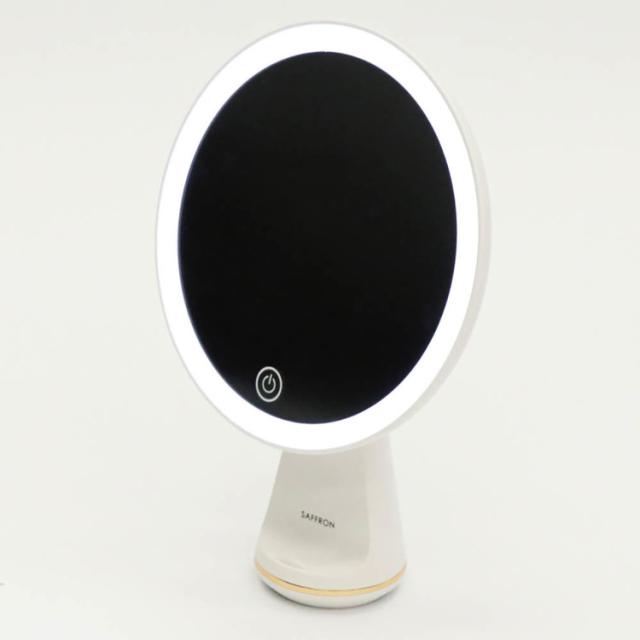 スタンドミラーミラーLEDフェイス顔ライト照明【SAFRON】LEDライトスタンドミラー