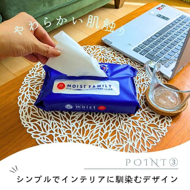 保湿ティッシュソフトパックティッシュ花粉花粉症鼻炎子どもしっとり保湿ティッシュ肌荒れ【15個】モイストファミリーソフトパック120Wハヤシ商事 