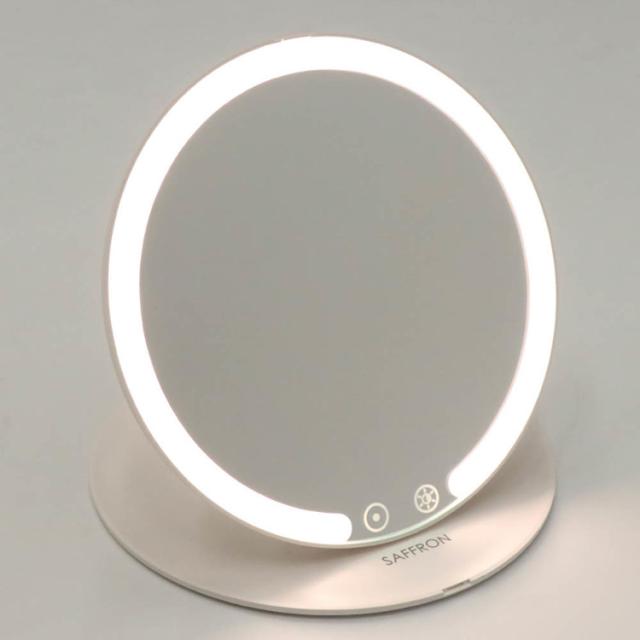 折りたたみLEDミラーミラーLEDフェイス顔ライト照明美容角型折りたたみ【SAFFRON】折りたたみLEDミラー(角型)