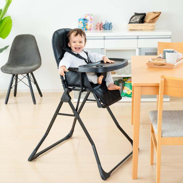 ベビーチェアハイタイプ折り畳み自立式ネビオテーブル取り外し2層テーブル食品衛生法合格6カ月からサッと拭けるPUレザーテーブル3段階スライドフットレスト3段階調整自立式折りたたみベビーハイチェアS-1Nebio