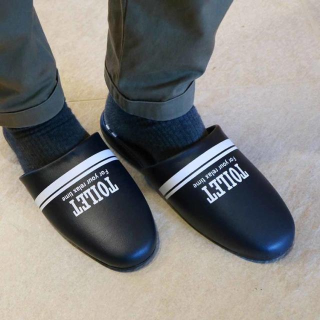 スリッパトイレ男女兼用ロゴ抗菌クリニックお手洗い新生活拭けるトイレ用品メンズWストライプスリッパ朝倉商会 