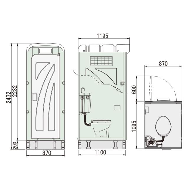 仮設トイレ洋式水洗簡易トイレ屋外トイレ現場　トイレAUトイレ農場・農園建築現場清潔洋式水洗架台付グリーン旭ハウス工業 