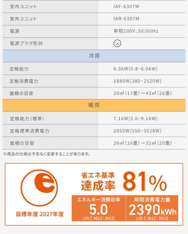 工事費込み エアコン 20畳 6.3kw アイリスオーヤマ 自動清掃 フィルター Wi-Fi アプリ操作 内部清浄 快適モード 熱中症 みはり おやすみタイマー  IAF-6307M 安心延長保証対象