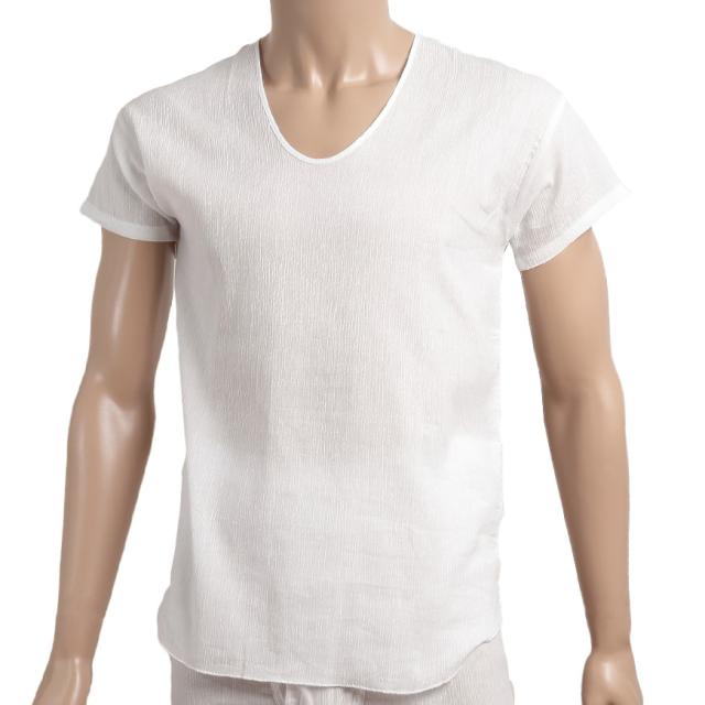 クレープ肌着 メンズ 半袖 tシャツ 綿100% 2枚組 M〜LL (在庫限り)