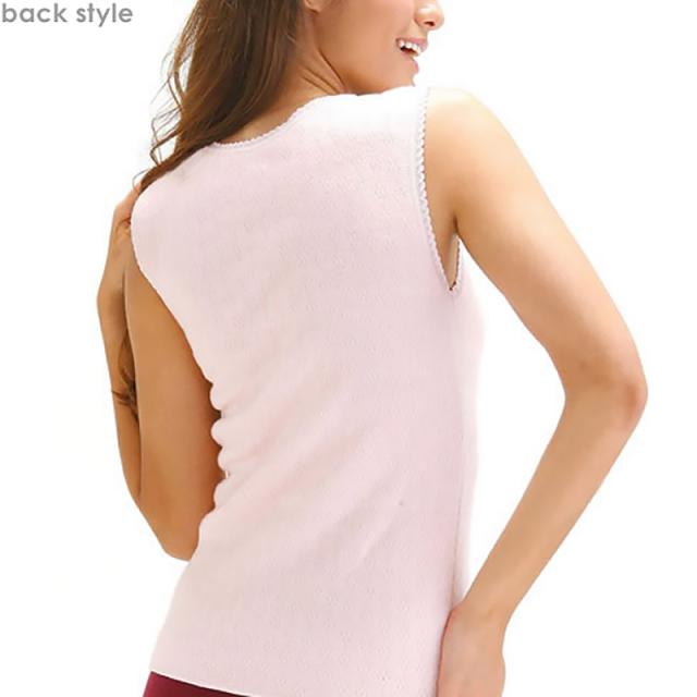 部分保温 肌着 毛混袋編み ベストインナー M〜3L (婦人肌着)