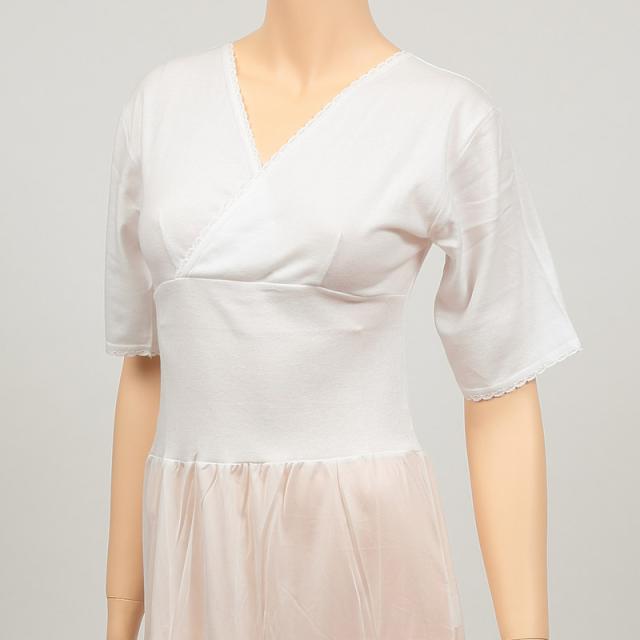 日本製 レディース ミニレース付き和装チャームスリップ かぶりタイプ(M〜LL)ON【和装呉服】 (取寄せ)