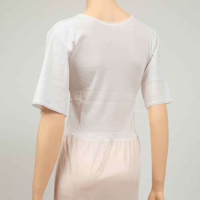 日本製 レディース ミニレース付き和装チャームスリップ かぶりタイプ(M〜LL)ON【和装呉服】 (取寄せ)