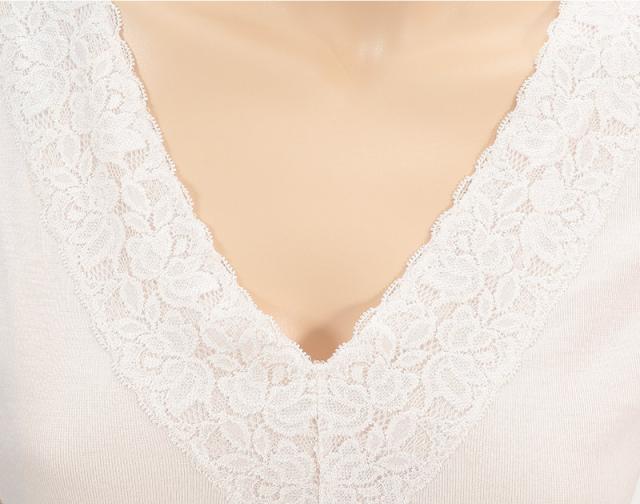 エジプト綿 広幅レース3分袖インナー M〜LL (婦人肌着) (取寄せ)