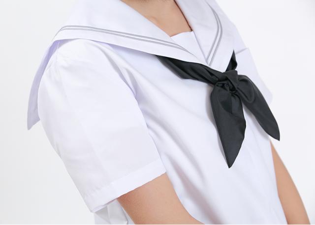 セーラー服 半袖 夏用 女子 制服 白 グレー2本ライン 150cmA〜180cmA (送料無料) (取寄せ)