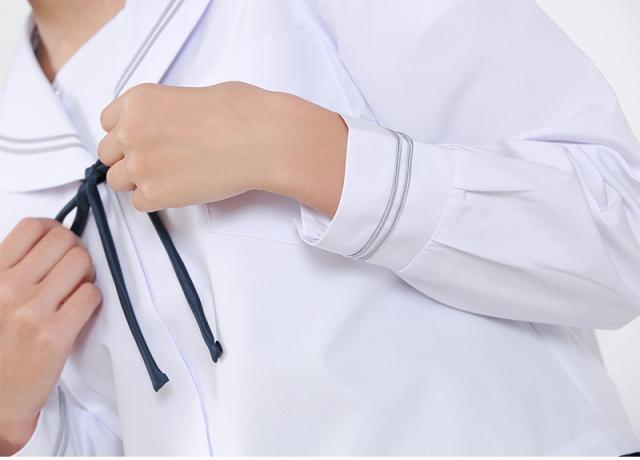 Tiara セーラー服 夏用 長袖 制服 女子 グレー2本ライン 150cmA〜180cmA (送料無料) (取寄せ)