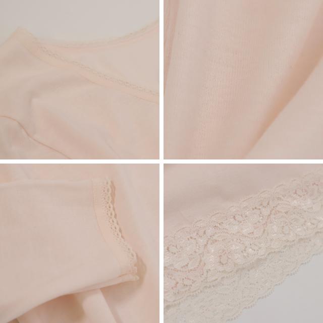 スリップ 長袖 綿100% 8分袖 シミーズ シュミーズ M〜LL