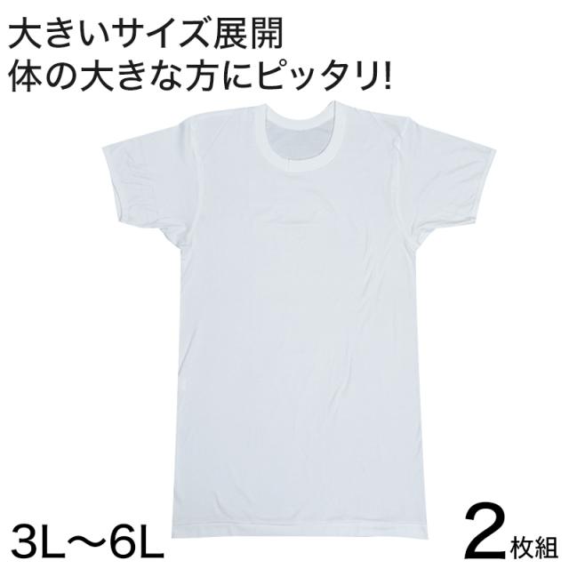 メンズ 半袖 tシャツ 大きいサイズ 綿100% クルーネック 2枚組 3L〜6L