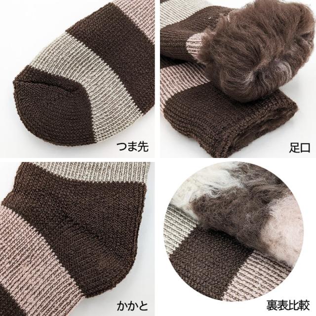 グンゼ ウチコレ ルームソックス 裏起毛 冬 レディース 厚手 総パイル ボーダー柄 23-25cm (在庫限り)