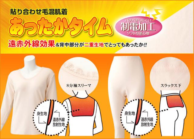 あったかタイム 婦人毛混貼り合わせスラックス下 M〜3L (婦人肌着)