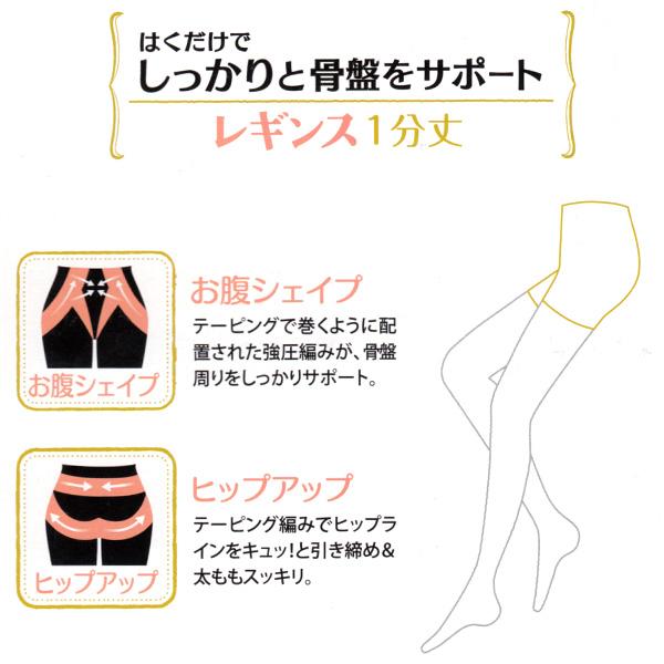 Piedo 骨盤サポート 80デニール 着圧レギンス 1分丈 M-L (在庫限り)