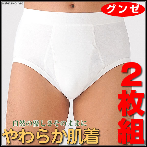 グンゼ ブリーフ メンズ やわらか肌着 スパンブリーフ 前あき 2枚組 S〜3L