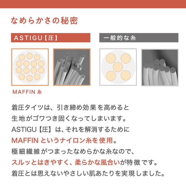 アツギ アスティーグ 圧 着圧タイツ 発熱タイツ 80デニール S-M〜L-LL (在庫限り)