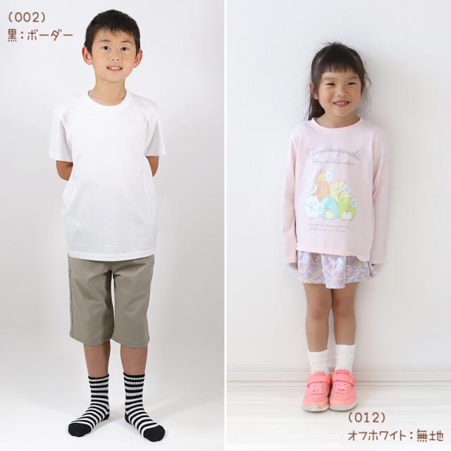 キッズ ソックス 靴下 子供 ロークルー丈 くつ下 カラーソックス 無地 ボーダー 16-22cm