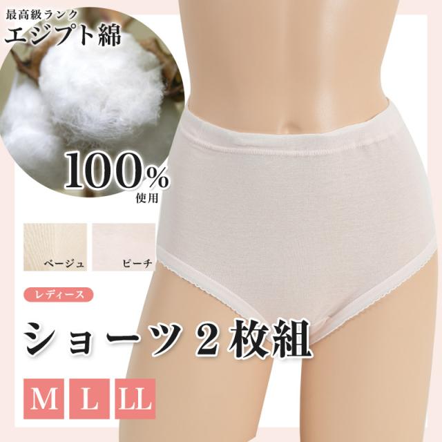 深め ショーツ 綿100% 2枚組 M〜LL (婦人肌着) (取寄せ)