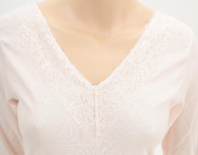 エジプト綿広幅レース8分袖インナー M〜LL (婦人肌着) (取寄せ)