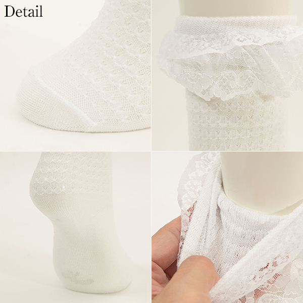 女の子 靴下 フォーマル レース付き ハイソックス S〜LL