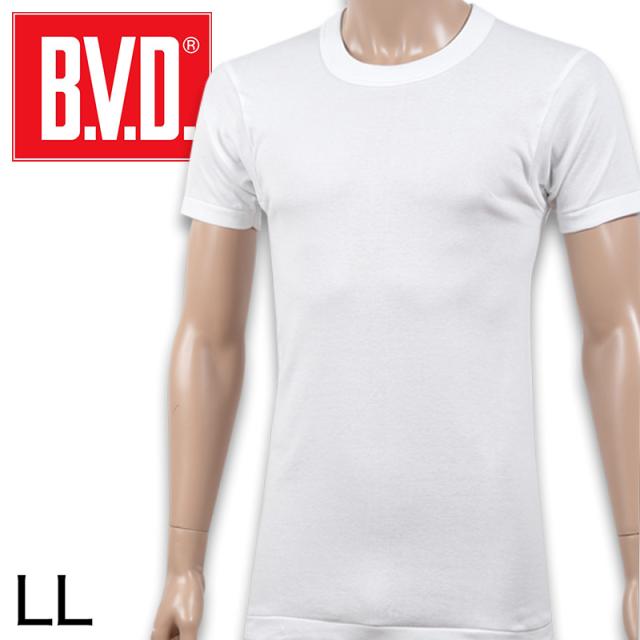 BVD インナーシャツ メンズ 半袖 綿100% tシャツ クルーネック LL