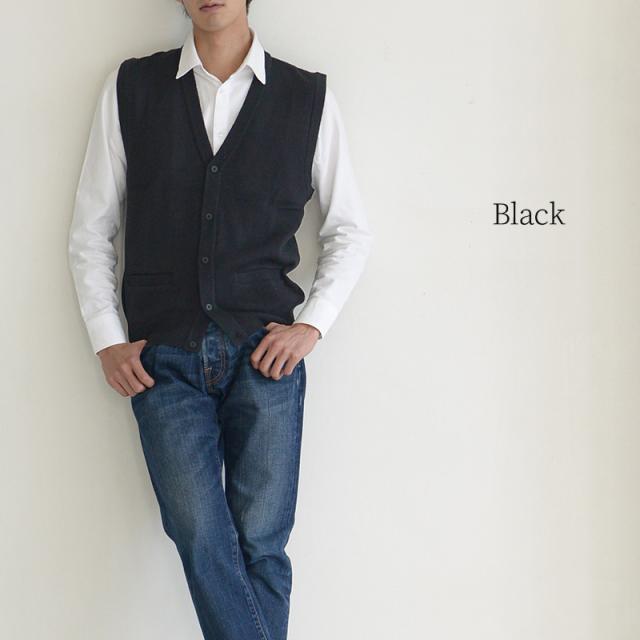 メンズ 前あき ニットベスト V首 S〜3L