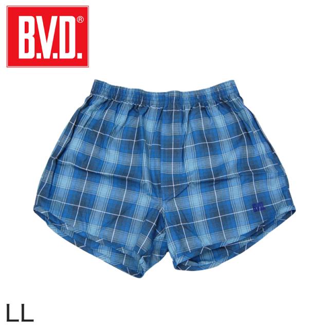 BVD トランクス メンズ 前開き 綿100% 柄おまかせ 先染めトランクス LL