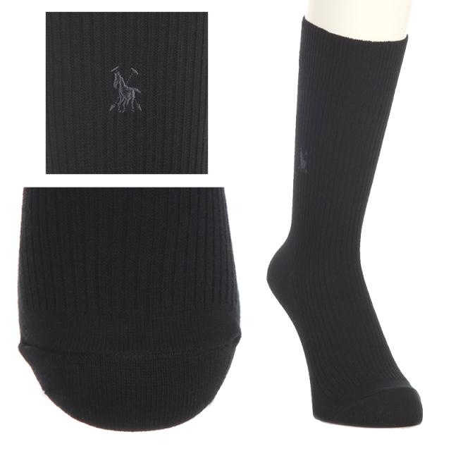 ソックス メンズ 靴下 ワンポイント刺繍 リブソックス ビジネスソックス 紳士 馬刺繍 クルーソックス 2足組 24-26cm・26-28cm