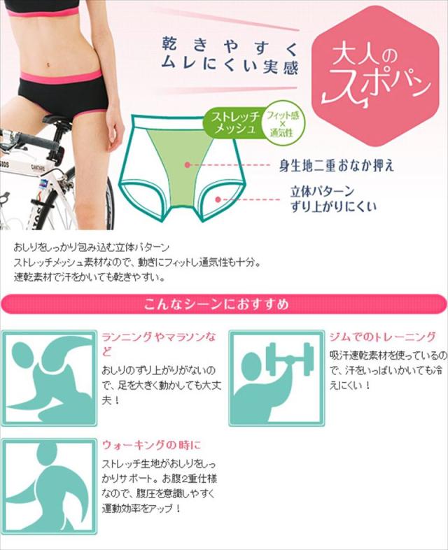 アツギ スポーツ ショーツ 下着 レディース クリアビューティアクティブ 大人のスポパン M〜LL