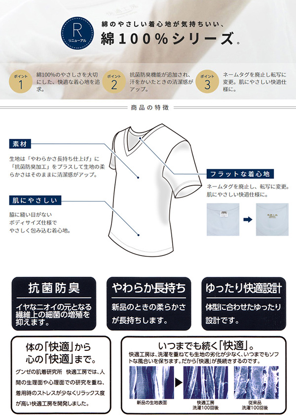 グンゼ 快適工房 ボクサーブリーフ 前開き 綿100% LL