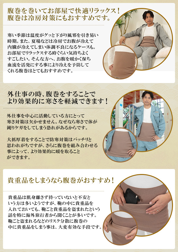 腹巻 はらまき メンズ ウール100% タイコ型 二重タイプ M L LL