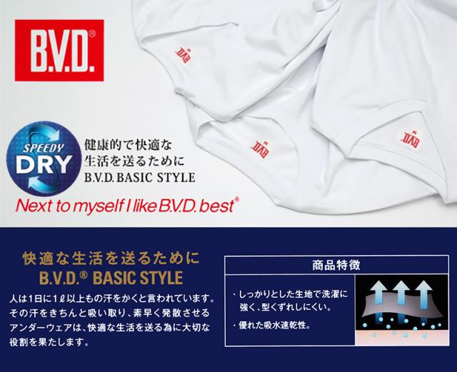 BVD インナー メンズ 半袖 2枚組 吸汗速乾 tシャツ M〜LL