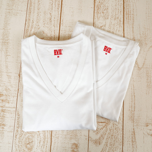 BVD メンズ インナー 半袖 大きいサイズ Vネック シャツ 2枚組 3L・4L