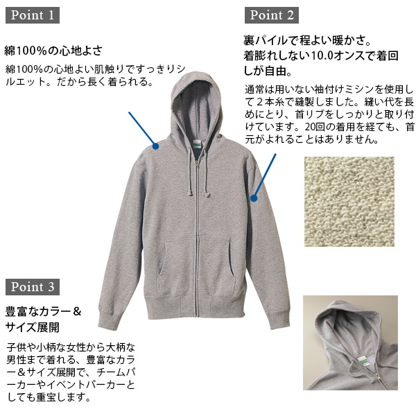 レディース 10.0オンス スウェットフルジップパーカ S〜XXL (取寄せ)