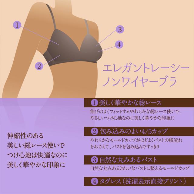 アツギ ノンワイヤーブラ ブラジャー 総レース M〜LL (在庫限り)