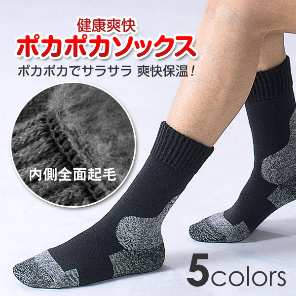 ワシオ 健康爽快 ポカポカソックス 発熱 靴下 暖かい あったか 冬 レディース メンズ 22-24cm・25-27cm