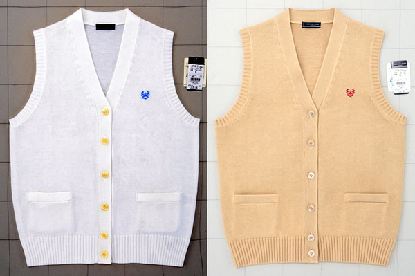 スクールベスト 女子 コットン 前開き 制服 ニット M・L (送料無料) (在庫限り)