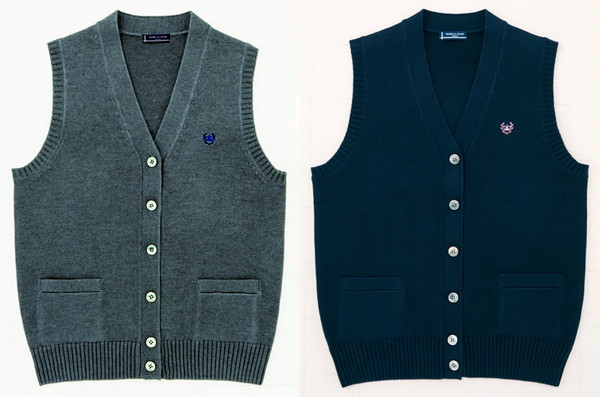 スクールベスト 女子 コットン 前開き 制服 ニット M・L (送料無料) (在庫限り)