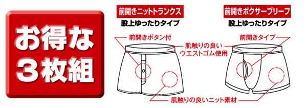 ボクサーパンツ メンズ 3枚セット 前開き 下着 ボクサーブリーフ M〜LL
