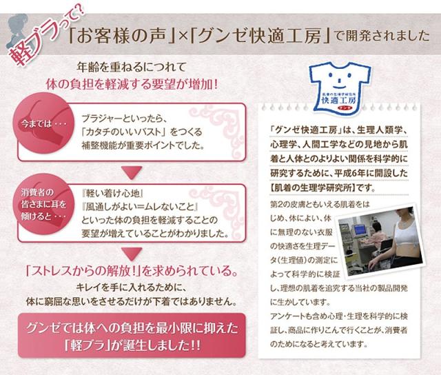 グンゼ 軽ブラ ノンワイヤー ブラジャー レディース モールドカップ 軽い 薄い 速乾 A70〜C75 (在庫限り)