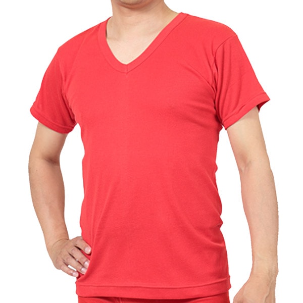 赤下着 メンズ 半袖Vネックシャツ M〜LL