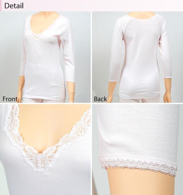 福助 インナー 綿100% 7分袖 シャツ レディース M〜LL (在庫限り)