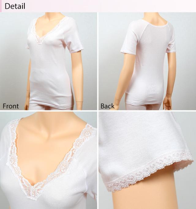 福助 インナー 綿100% 3分袖 シャツ レディース M〜LL (在庫限り)