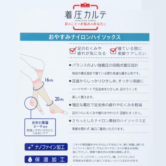 着圧ソックス 寝るとき おやすみソックス 靴下 ハイソックス レディース オープントゥ S・M