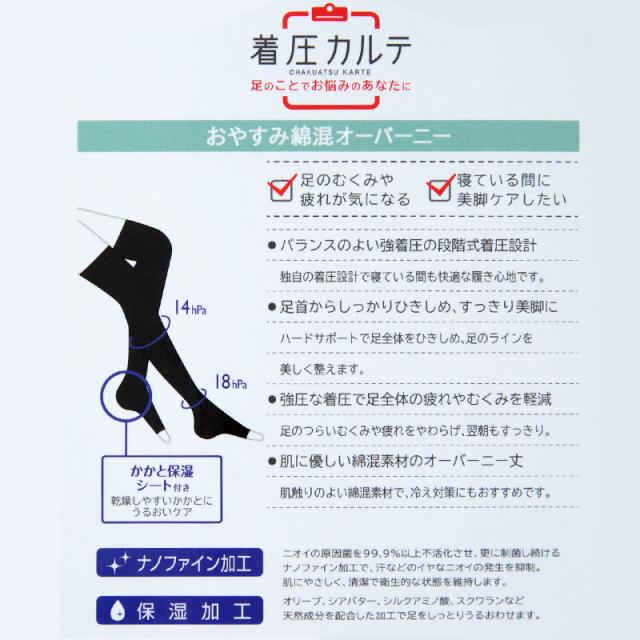 MedicPiedo 着圧カルテ おやすみ綿混オーバーニーソックス S・M