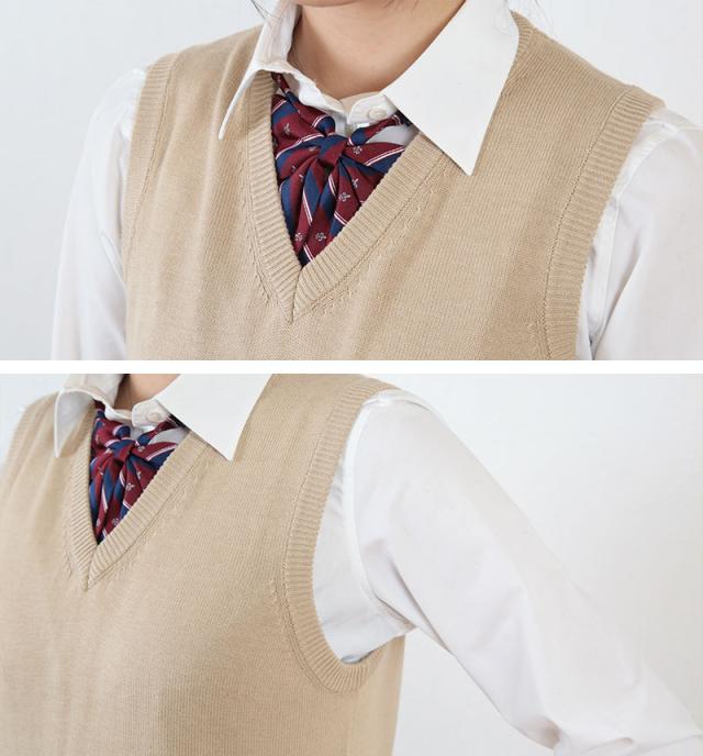 スクールベスト 綿混 女子 ベスト ニット スクール 130cm〜4L (取寄せ)