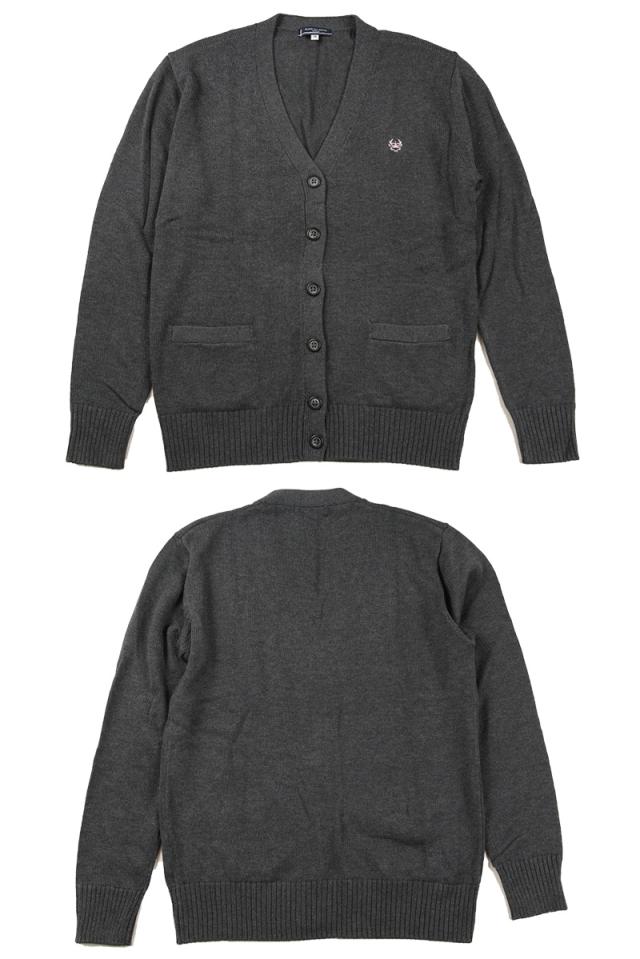 スクール カーディガン 女子 コットン 綿 制服 ニット ワンポイント 刺繍 S (送料無料) (在庫限り)